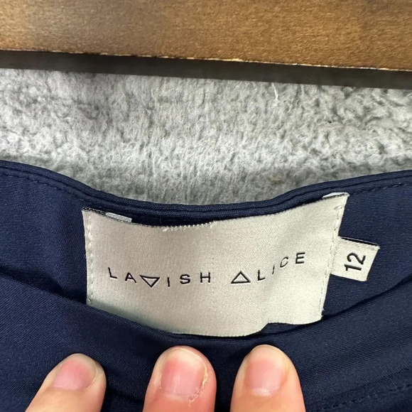 Lavish Alice pants womens 12 blue wide leg trousers cropped office high rise - Picture 2 of 8